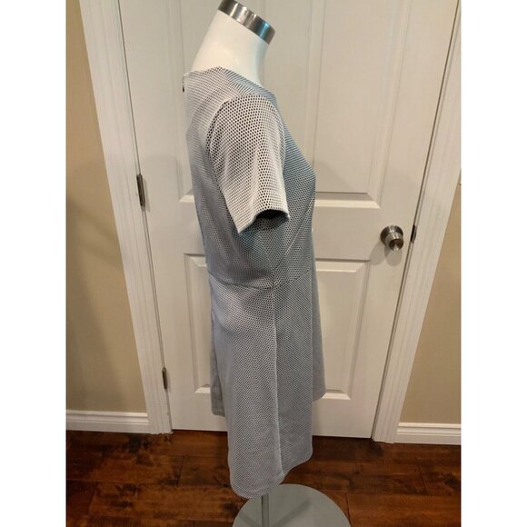 Michael Kors Navy Blue & White Patterned Fit & Flare Dress, Size 12 - Picture 4 of 7